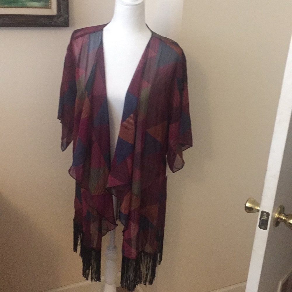 L LuLaRoe Monroe Fringe Kimono BB31 948
